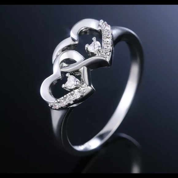 New! 925 Silver Double Hearts Ring! - Picture 7 of 10